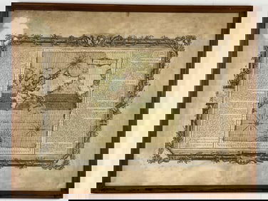 FRAMED CENTURY POUR LES VENTS MAP, CLAUDE BUY DE MORNAS, 1756