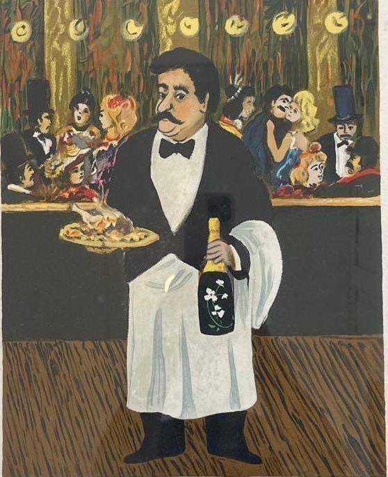 GUY BUFFET PRINT "WAITER WITH CHICKEN" (1 of 5)