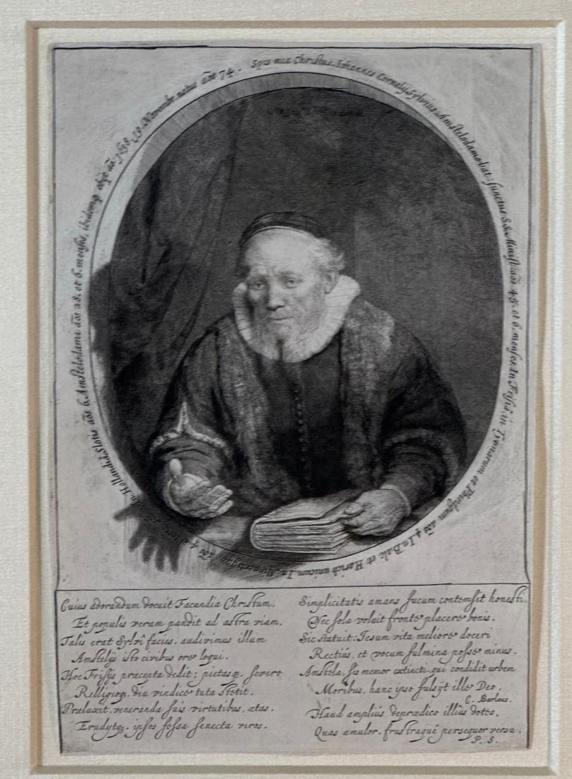 REMBRANDT PORTRAIT ETCHING PRINT OF JAN CORNELIS SYLVIUS (1 of 5)