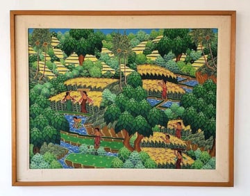 PAINTING BY W. MUDIANA SIGNED "BALI FIELDS"