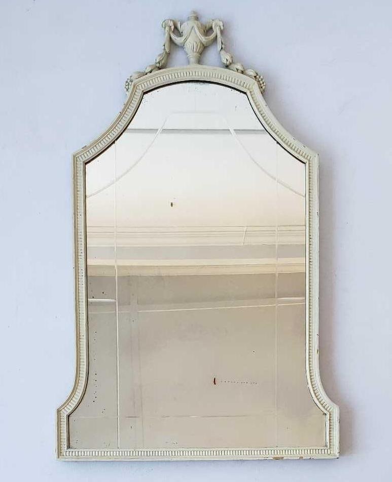 VINTAGE PAINT DECORATED ETCHED MIRROR WITH URN AND SWAG MOTIF (1 of 12)