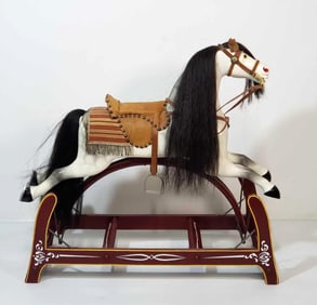 RESTORED ANTIQUE ROCKING HORSE BY WHITNEY AND REED MA. CIRCA 1840-1900