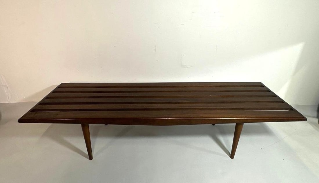 MID-CENTURY HARDWOOD SLAT BENCH (1 of 8)