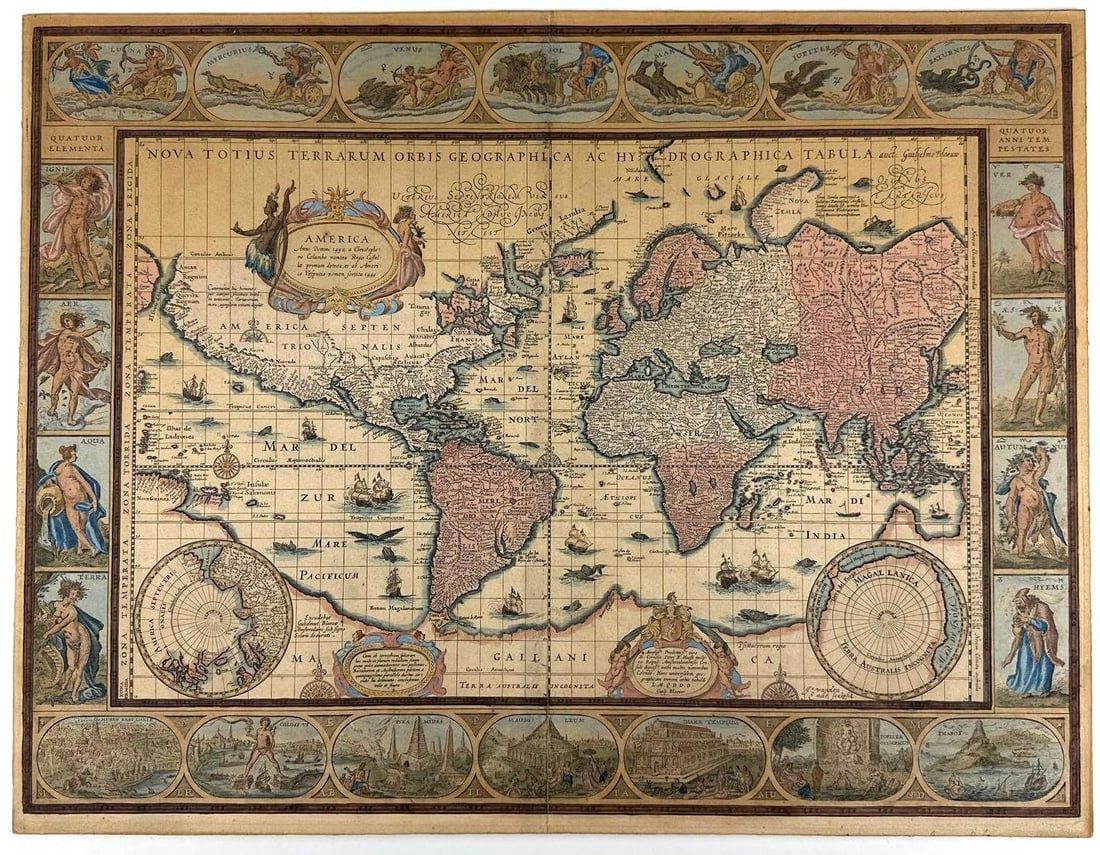 ANTIQUE MAP:  NOVA TOTIUS TERRARUM ORBIS GEOGRAPHICA AC HYDROGRAPHICA TABULA A  WILLEM BLAEU (1 of 8)