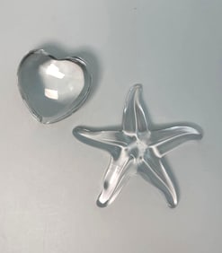 TWO BACCARAT CRYSTAL FIGURINES STARFISH AND HEART