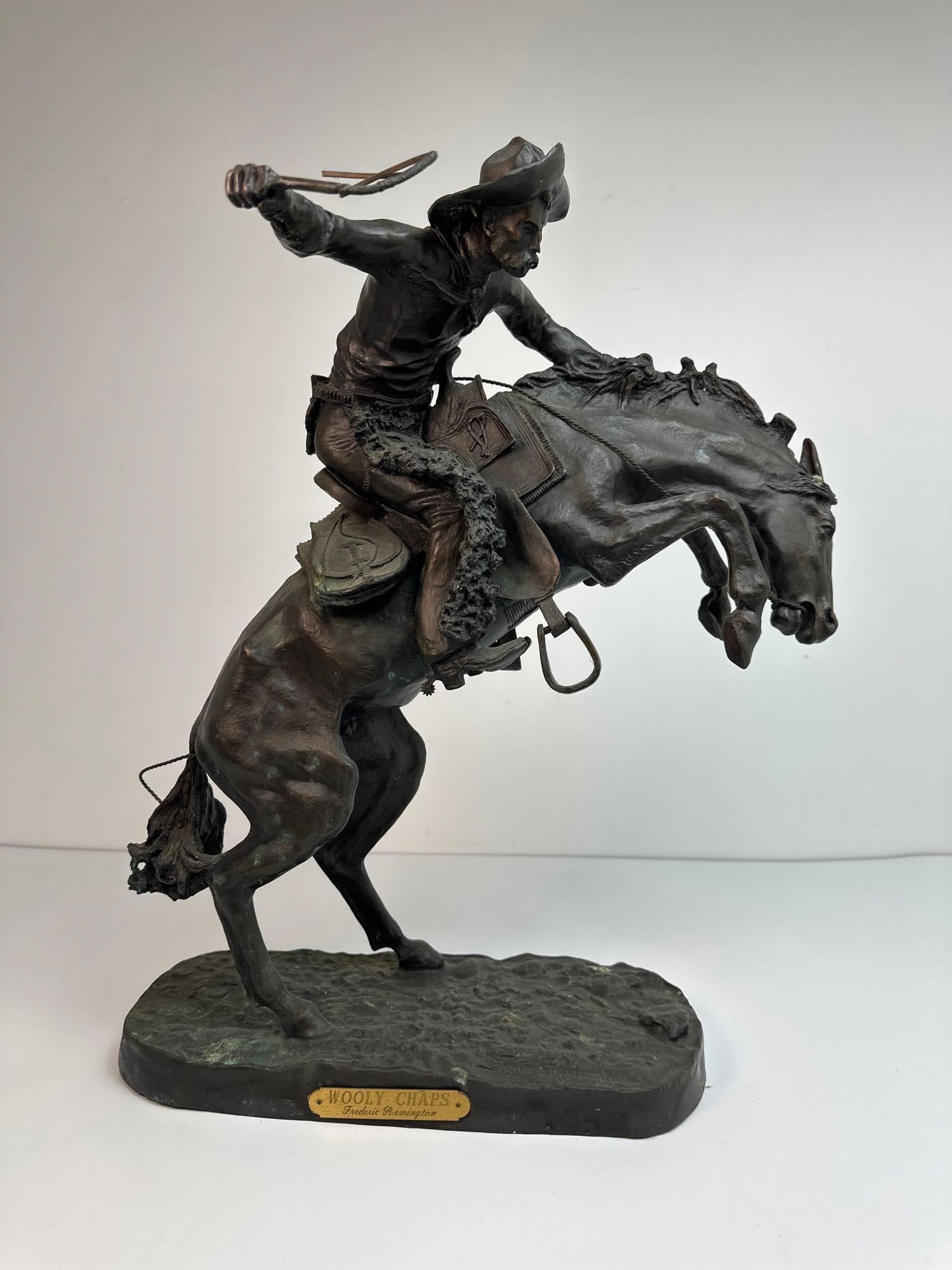 FREDERIC REMINGTON “WOOLY CHAPS" (?) BRONZE SCULPTURE (1 of 13)