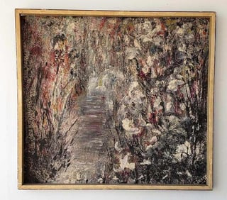 KIRKAS SIGNED MIXED MEDIA ABSTRACT ON BOARD