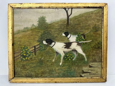 OIL ON BOARD “POINTERS AT WORK" BY F.D BREWER