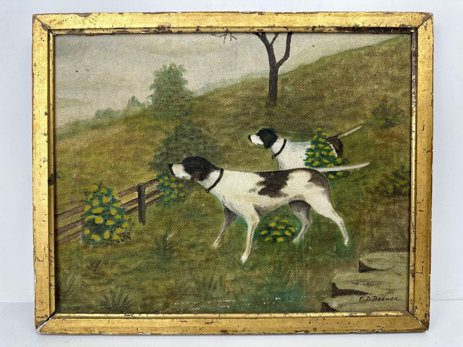 OIL ON BOARD “POINTERS AT WORK" BY F.D BREWER (1 of 11)