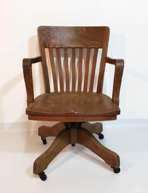 VINTAGE OAK BANKERS / DESK SWIVEL CHAIR