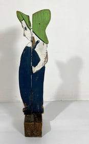 VINTAGE FOLK ART CARVED WOODED PAINTED FIGURE