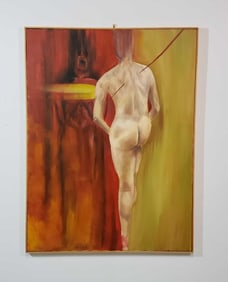 VINTAGE ACRYLIC ON CANVAS MALE NUDES
