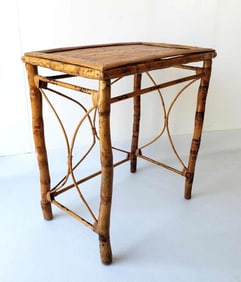 VINTAGE SPLIT REED AND BAMBOO SIDE TABLE