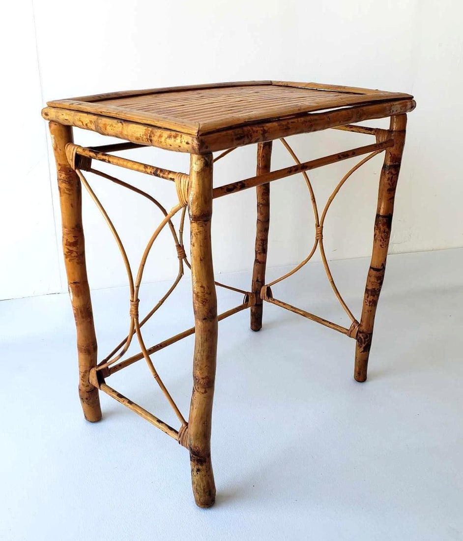 VINTAGE SPLIT REED AND BAMBOO SIDE TABLE (1 of 7)