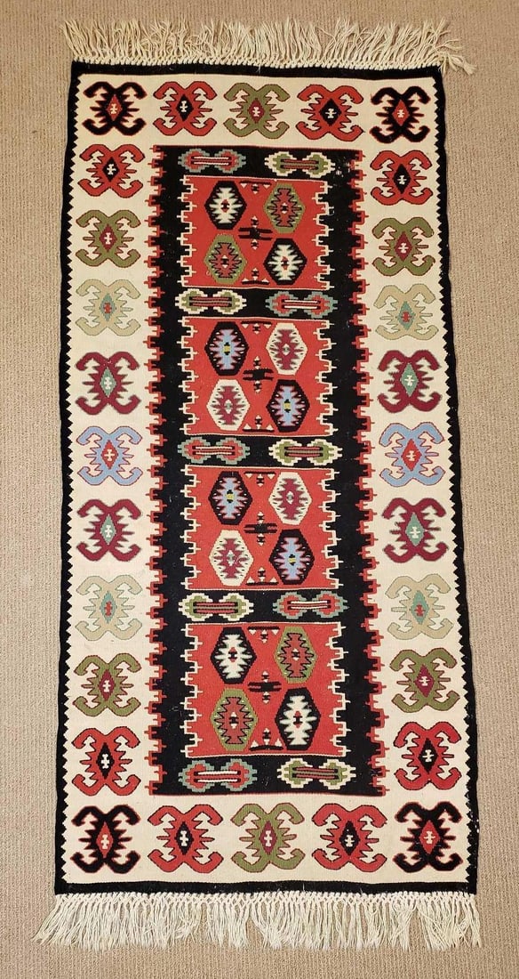 VINTAGE TURKISH KILIM FLAT WEAVE RUG (1 of 6)