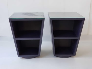 PAIR OF CUSTOM MADE SWIVEL NIGHTSTANDS / SIDE TAB;LES
