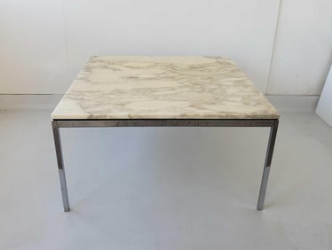 KNOLL CALACATTA WHITE MARBLE SQUARE SIDE / COFFEE TABLE  (Lot 1 of 2)