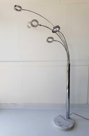 AEL LIGHTING CO. INTERTEK CHROME FIVE ARM MARBLE BASE FLOOR LAMP