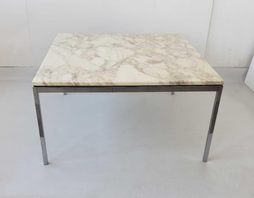 KNOLL CALACATTA WHITE MARBLE SQUARE SIDE / COFFEE TABLE (lot 2 of 2)