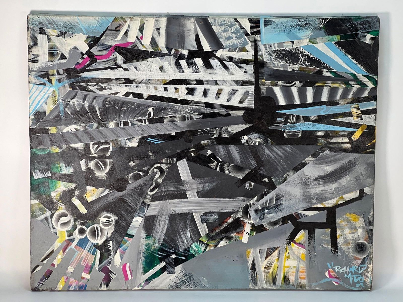 RICHARD MIDO SIGNED ABSTRACT PAINTING “VISUAL ANXIETY (1 of 6)