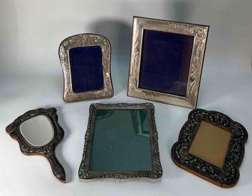 COLLECTION OF VINTAGE SILVER FRAMES AND MIRRORS