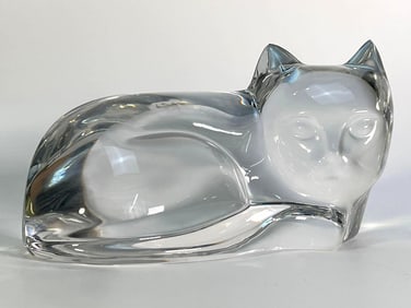 VALUE LOT: VAL SAINT LAMBERT CRYSTAL CAT SCULPTURE