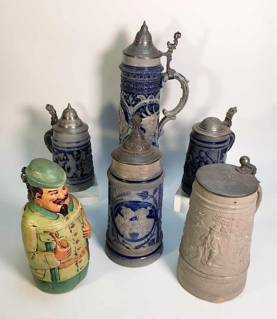 VALUE LOT: COLLECTION OF GERMAN STEINS INCLUDING SALT GLAZED (1 of 8)
