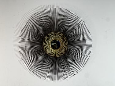 CIRCULAR BRONZE BRUTALIST SUNBURST DECOR PIECE