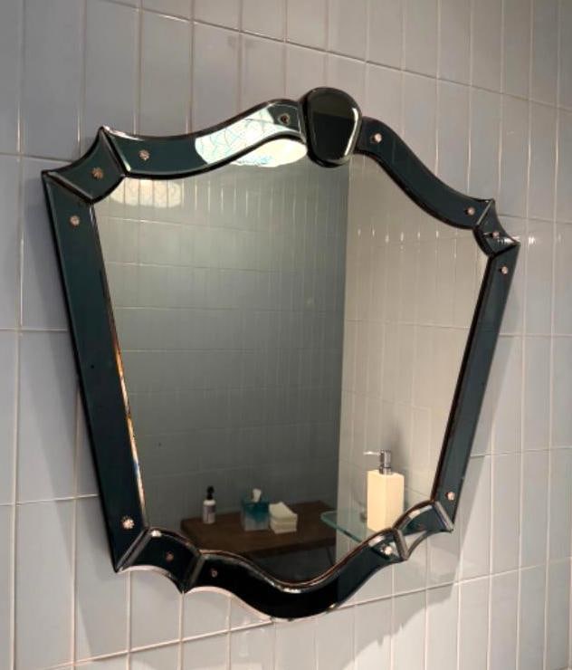 UNIQUE VENETIAN SMOKED GLASS WALL MIRROR (1 of 2)