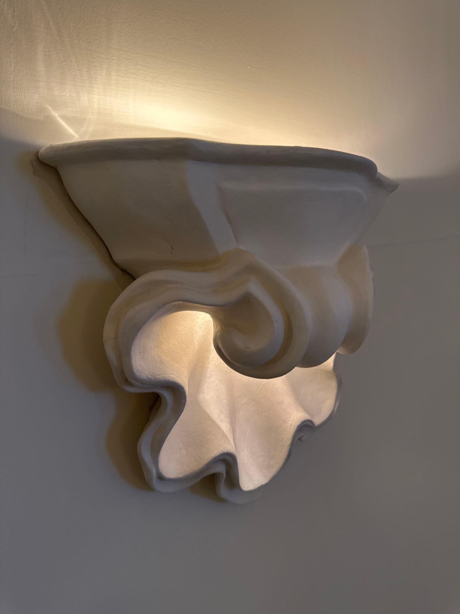 PAIR OF ART DECO PLASTER SHELL FORM WALL SCONCES AFTER JEAN-CHARLES MOREUX (1 OF 2) (1 of 7)