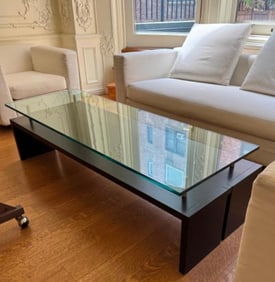 POST MODERN TOMMI MINIMALIST PARZINGER STYLE FLOATING GLASS COFFEE TABLE