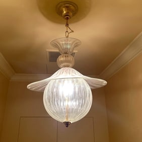 BAROVIER & TOSA MURANO GLASS STYLE ART DECO PETITE ROUND CHANDELIER