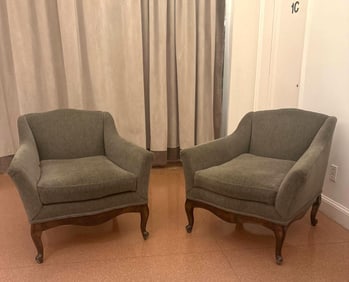 PAIR OF GREY MOHAIR UPHOLSTERED CHAIRS (Lot 2 of 2)