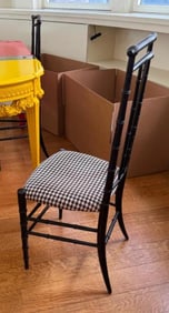 MOSCHINO CUSTOME HOUNDSTOOTH BLACK AND WHITE LACQUERED FAUX BAMBOO CHAIR