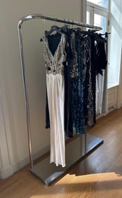 CUSTOM MODERN CURVED CHROME GOWN LENGTH CLOTHING RACK AF (1 OF 2)