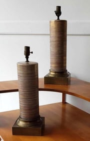 PAIR OF VINTAGE BRUTALIST LAMPS