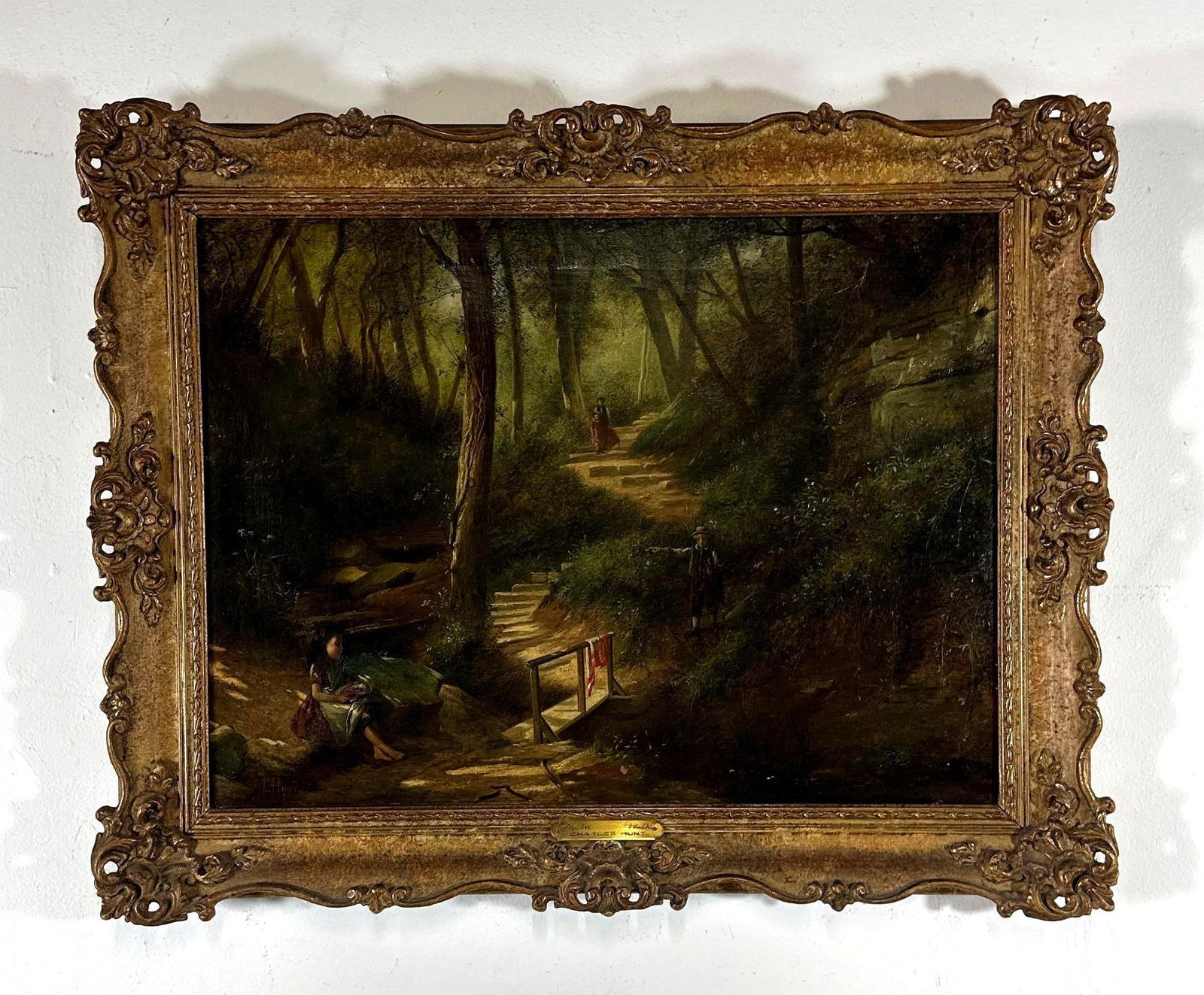 CHARLES HUNT OIL PAINTING, "THE WOODLAND WALK" (1 of 11)