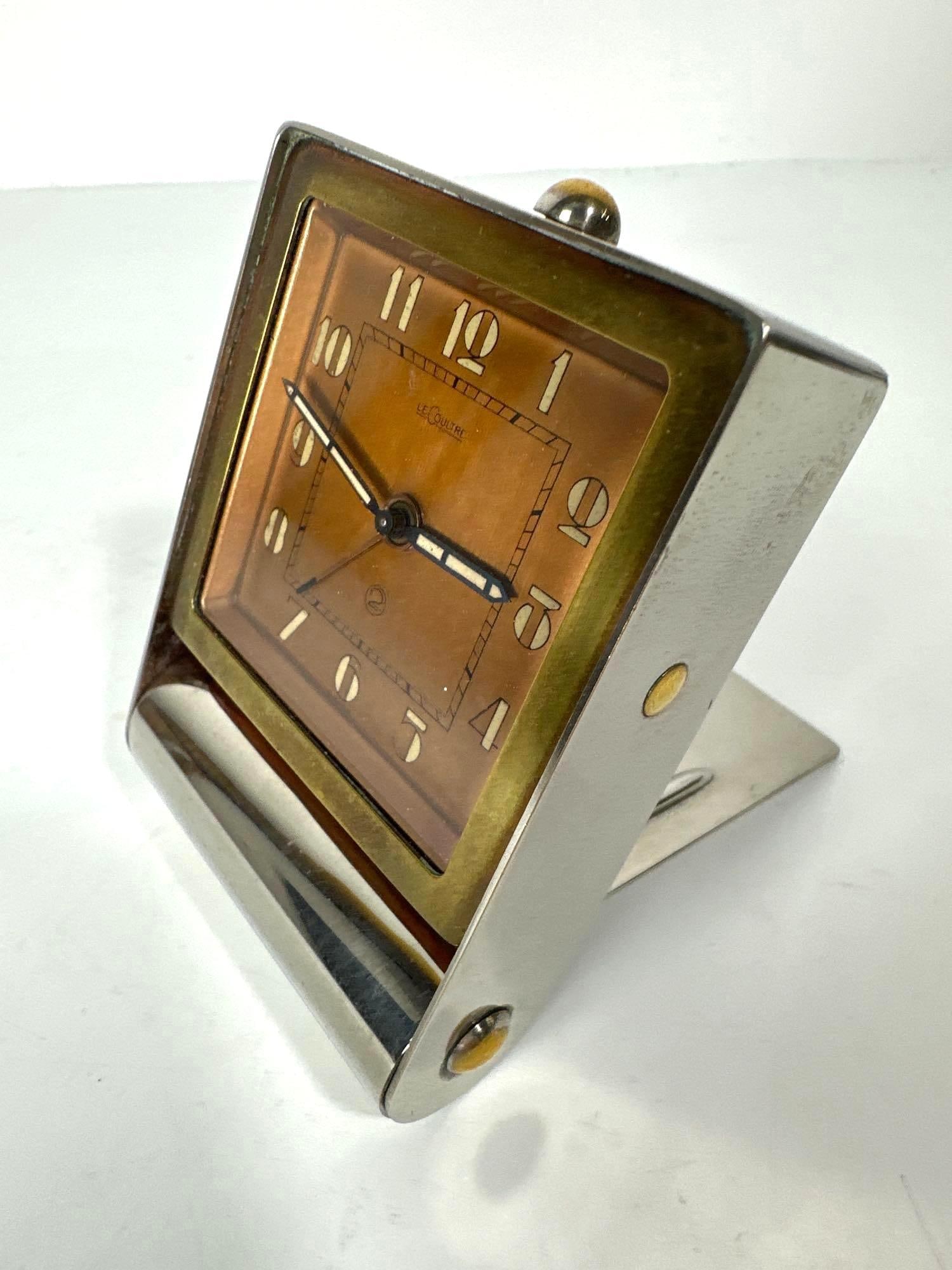 VINTAGE LE COULTRE 2 DAY FOLDING TRAVEL ALARM CLOCK, ART DECO (1 of 10)