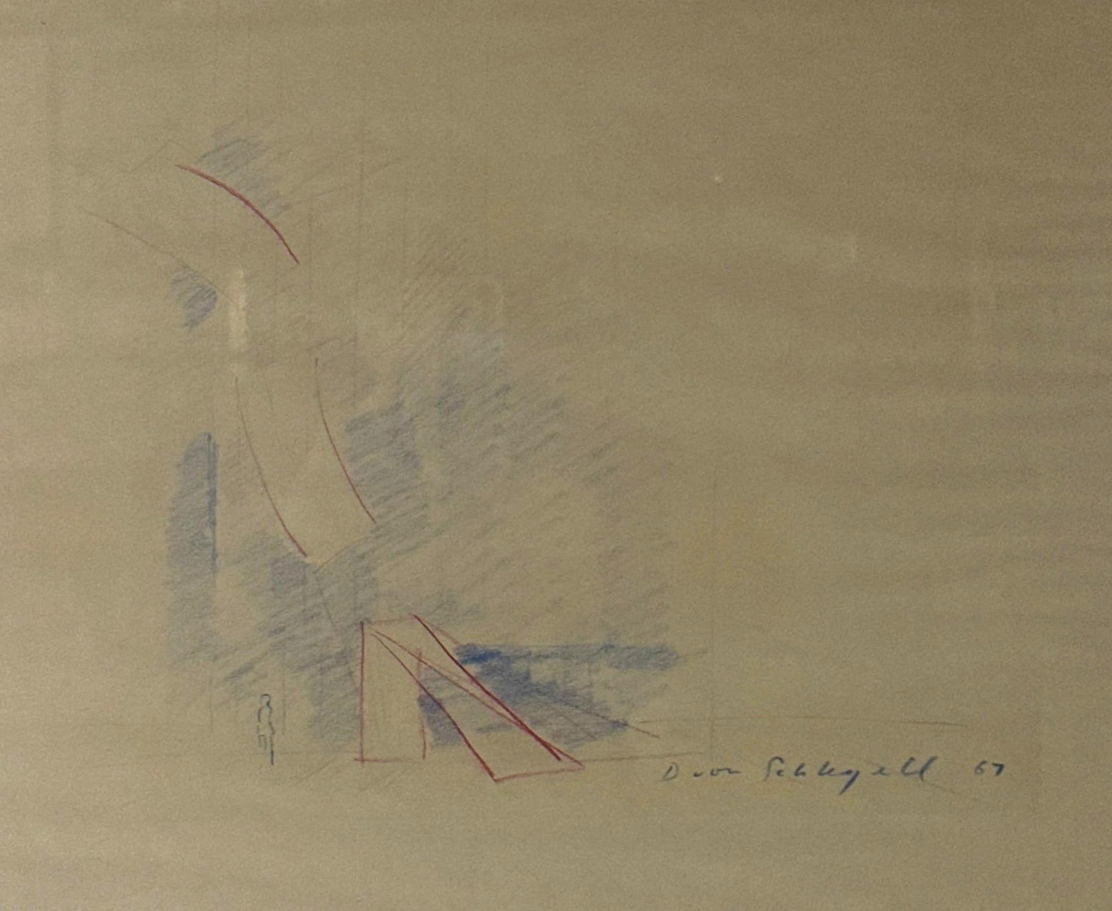 DAVID VON SCHLEGALL UNITILED GEOMETRIC COMPOSITION. SIGNED AND DATED 1967 (1 of 4)