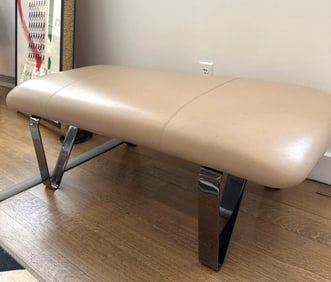 MODERN ITALIAN LEATHER AND CHROME OTTOMAN BENCH (2 OF 3)