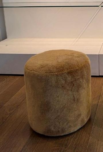 CUSTOM MOSCHINO "TEDDY BEAR" MILO BAUGHMAN STYLE ROUND OTTOMAN IN FAUX FUR (2 OF 2) (1 of 1)