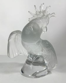 LARGE LALIQUE CRYSTAL "ARA" COCKATOO SIGNED LALIQUE FRANCE