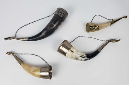 FOUR DRINKING HORNS