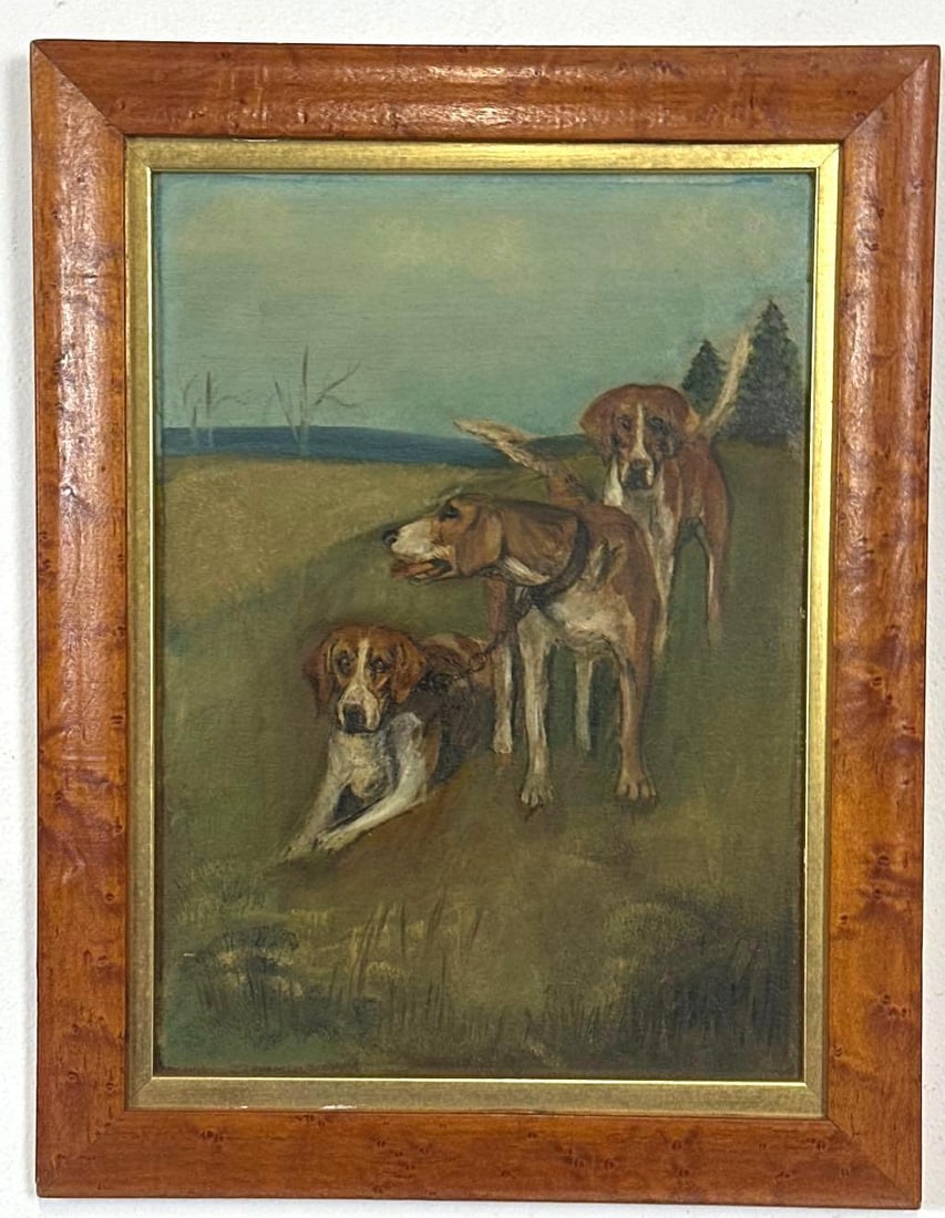 ACRYLIC PAINTING OF THREE HOUND DOGS (1 of 5)