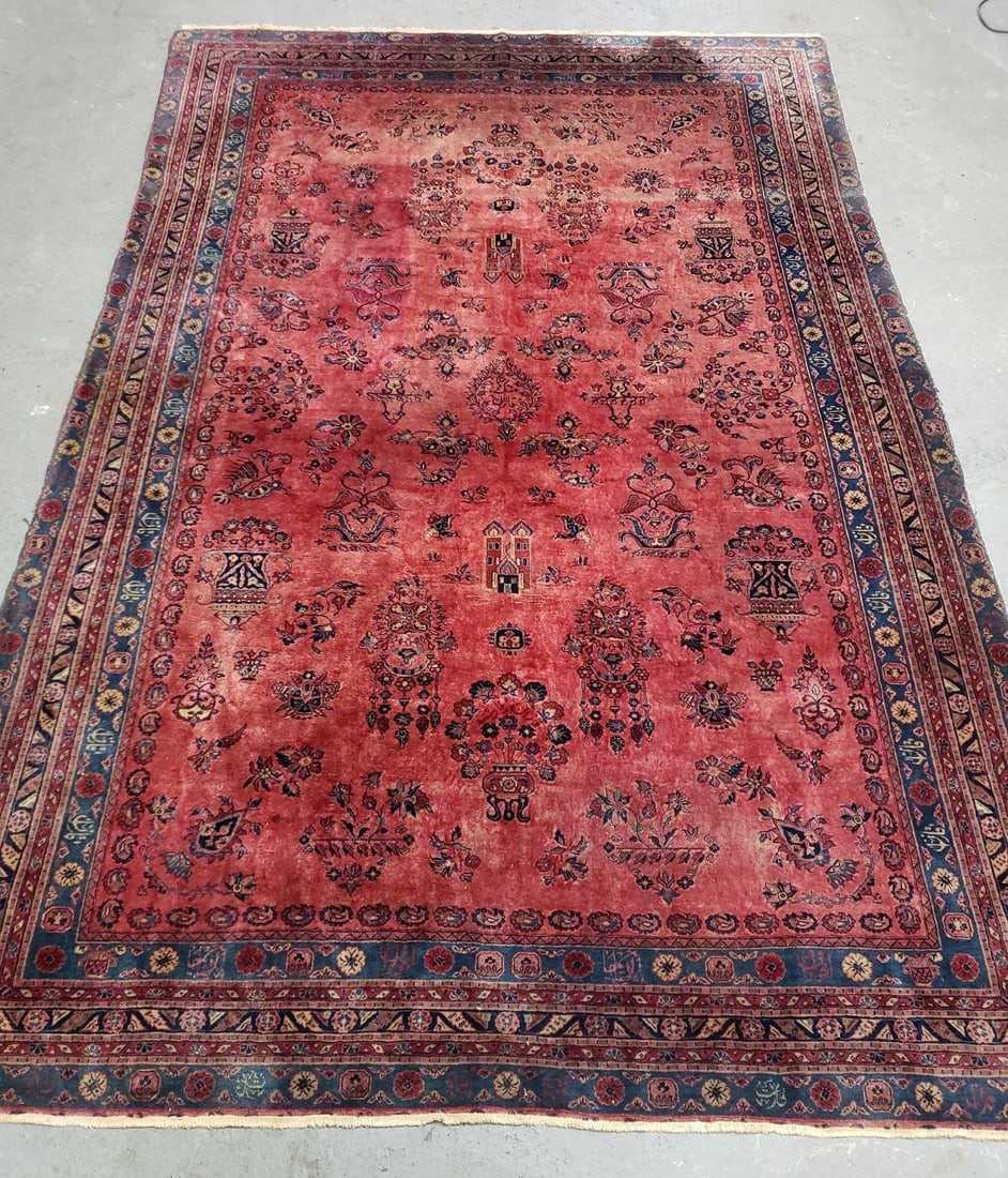 ANTIQUE PERSIAN SAROUK STYLE HAND-KNOTTED WOOL AREA RUG (1 of 17)