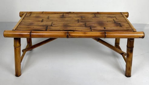 VINTAGE SPLIT REED AND BAMBOO BENCH