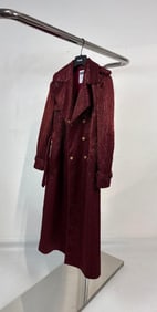 MOSCHINO JEREMY SCOTT ARCHIVAL SAMPLE RUBY RED EVENING RAINCOAT ALL OVER BEADING