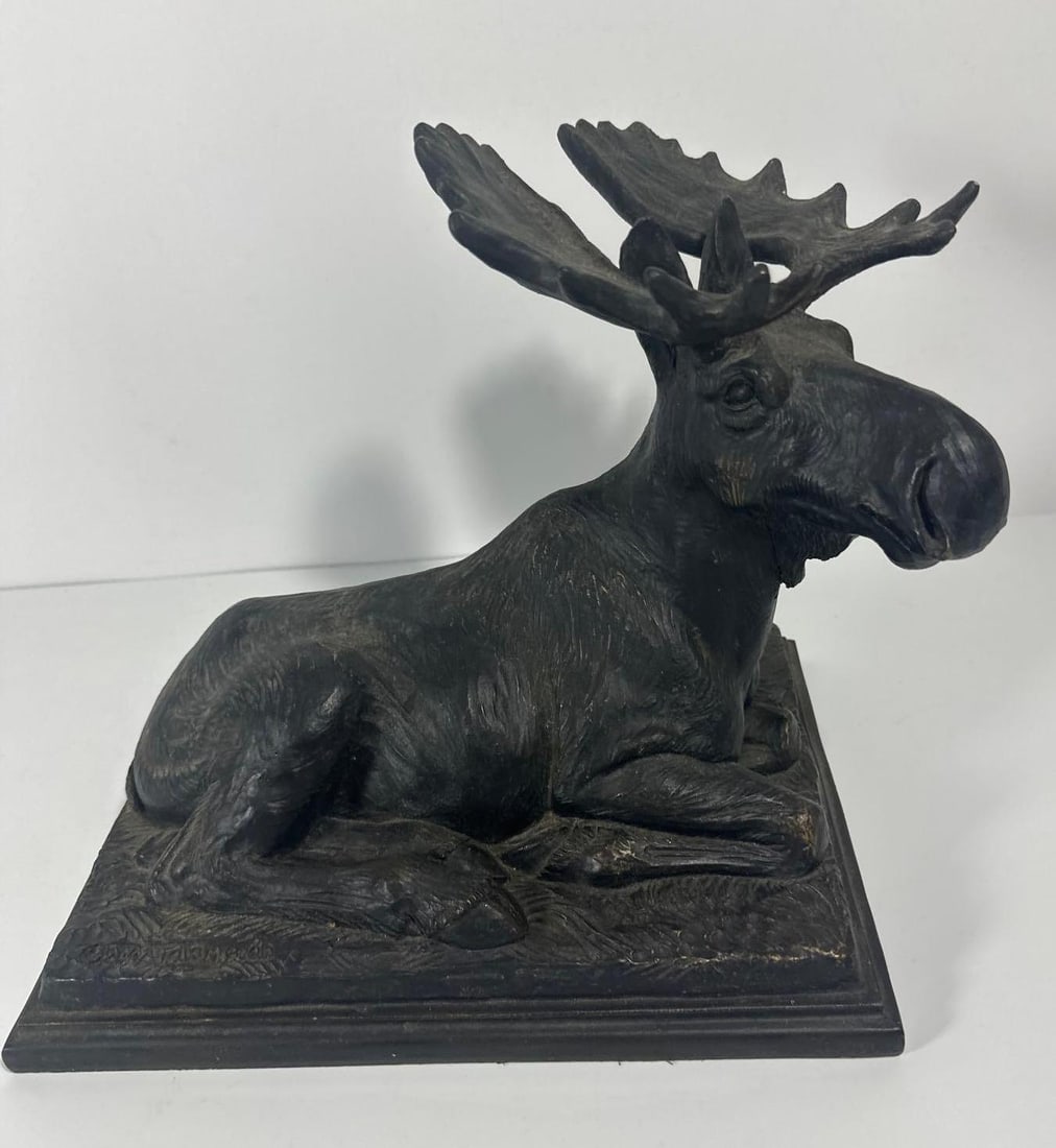 BRONZE RECLINING MOOSE STATUE (1 of 5)