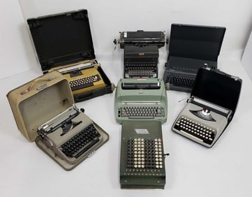 COLLECTION OF SEVEN ANTIQUE AND VINTAGE TYPEWRITERS