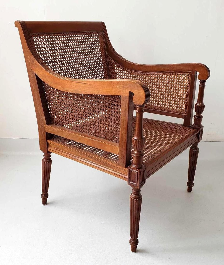 REGENCY STYLE CANED BERGERE ARMCHAIR (1 of 10)